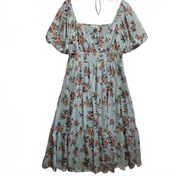 Baltic Born Annabeth Eucalyptus Floral Empire Waist Semi-Formal Midi Dress NWT - Picture 1 of 8